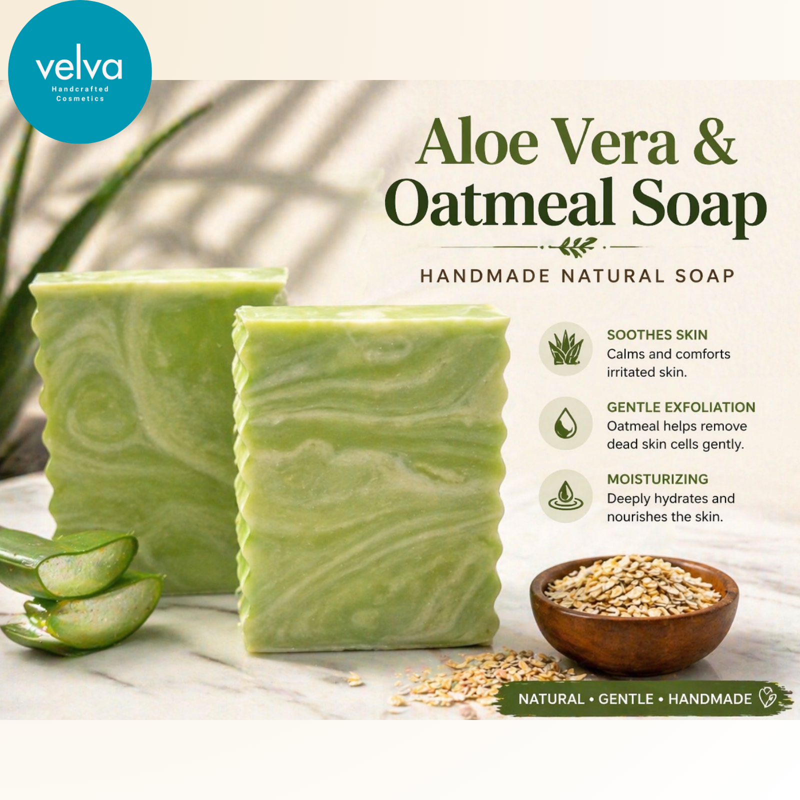 Aloe Vera & Oatmeal Soap – Gentle Soothing Bar