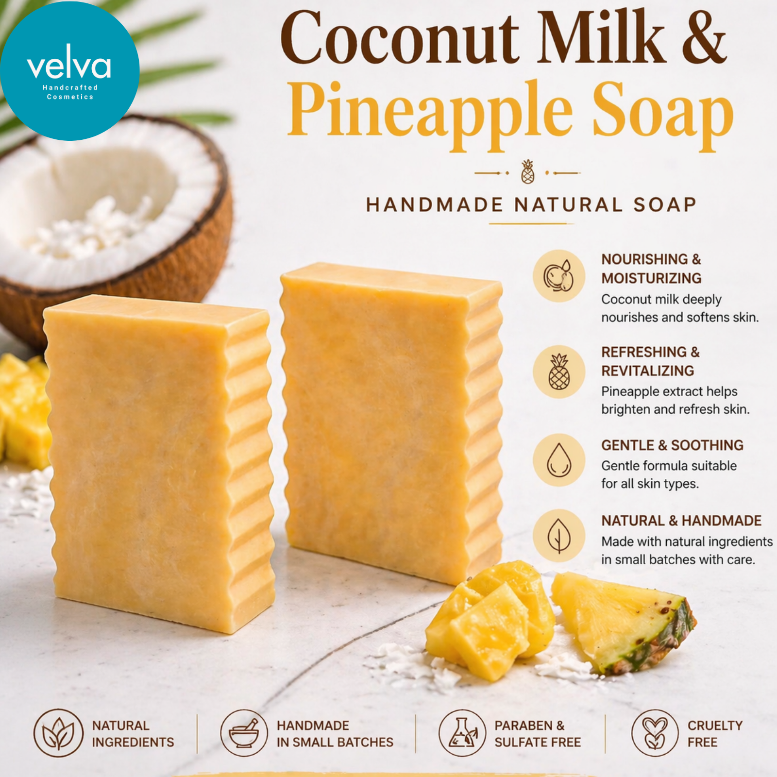 Coconut Milk & Pineapple Soap – Brightening Tropical Bar